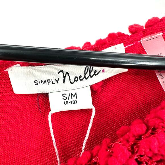 Simply Noelle Sz S/M 8-10 Sweater Red Chunky Knit Cowl Neck Off The Shoulder NWT - Picture 5 of 8